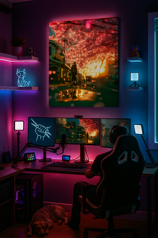 Cherry Blossom Path – Anime Sunset Art Print