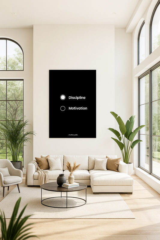 Discipline vs. Motivation: Minimalist Motivational Art Print | Empowering Choice