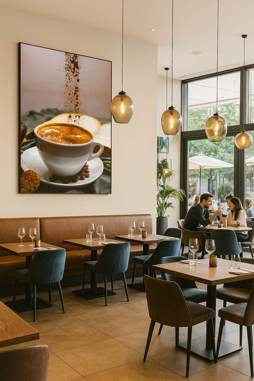 Coffee Art Print | Cinnamon-Dusted Latte with Book & Cookies