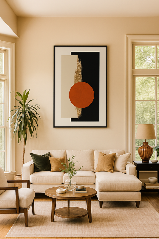 Golden Horizon" - Modern Abstract Geometric Wall Art