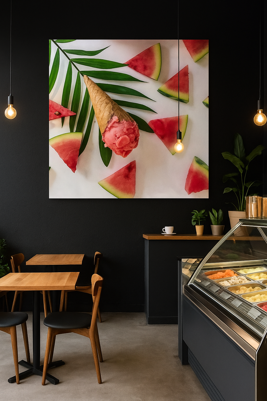 Watermelon flavored ice cream