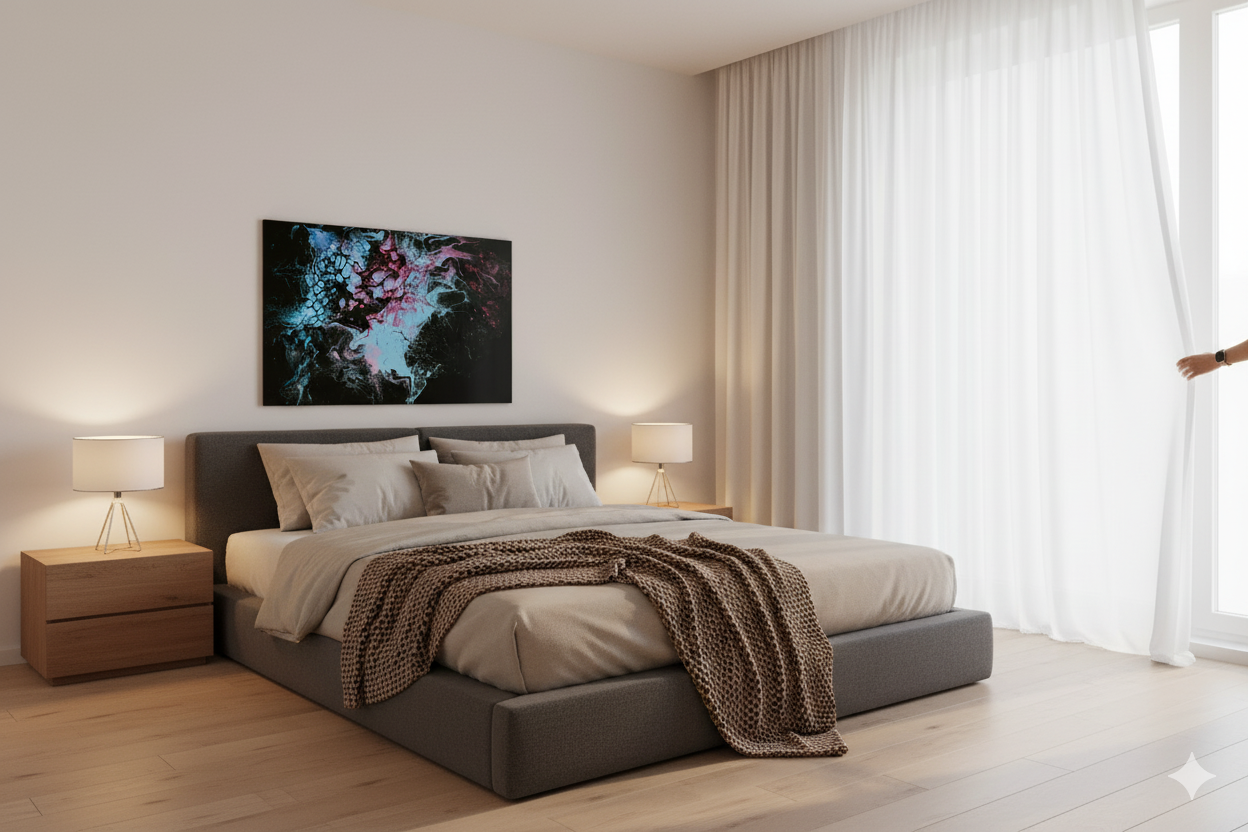 Deep Ocean Serenity: Abstract Fluid Art Print | Moody Blue Vibes