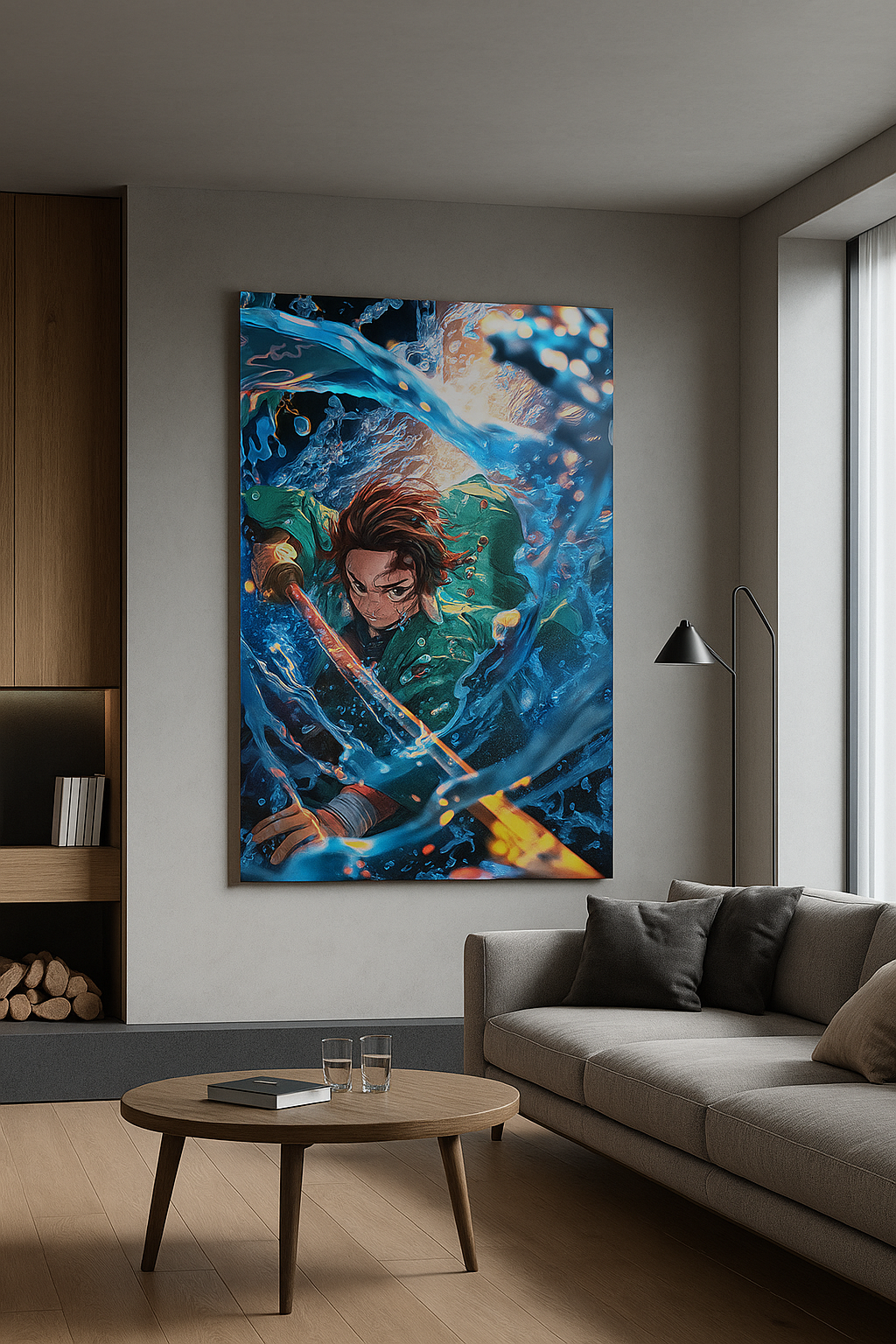 Water Blade Fury – Dynamic Anime Canvas Art