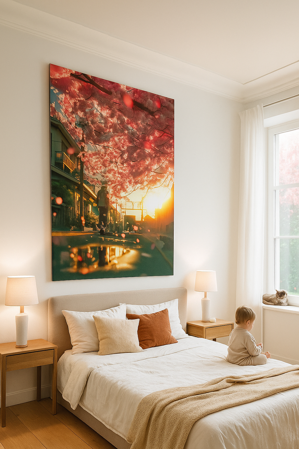 Cherry Blossom Path – Anime Sunset Art Print