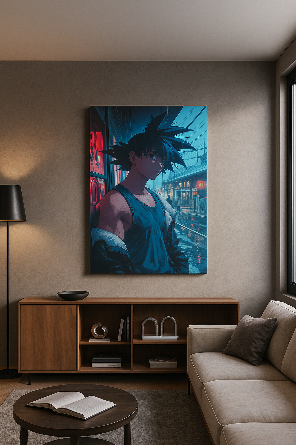 Rainy Streets Warrior – Anime Art Print