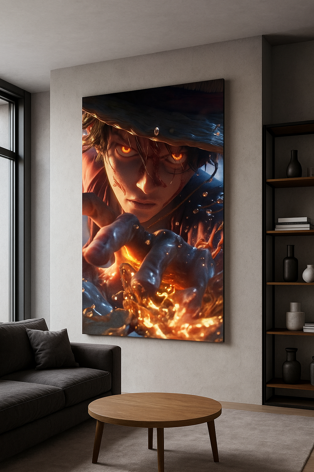 Fiery Willpower – Intense Anime Canvas Art