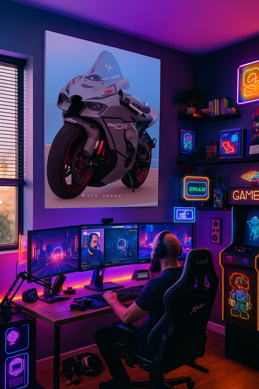 Moto Speed: High-Performance Motorcycle Art Print | Racing Elegance