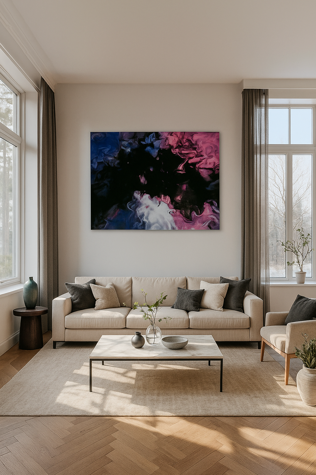 Cosmic Dreams: Abstract Fluid Art Print | Vibrant Nebula Vibes