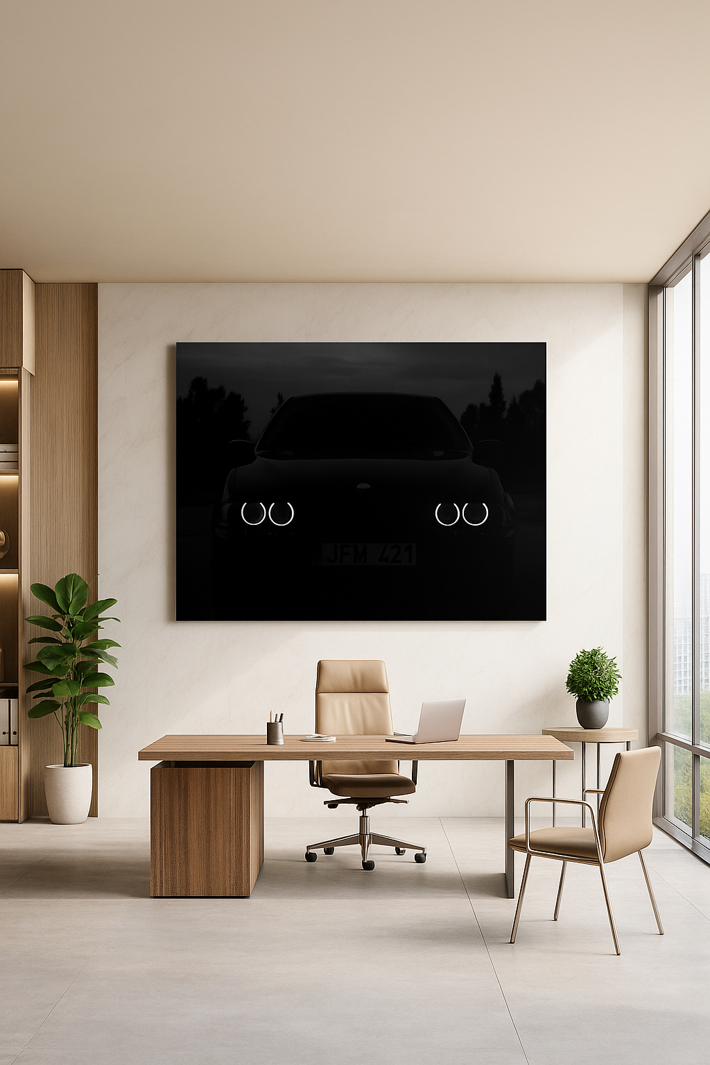Night Vision: Monochrome Car Silhouette Art Print | Urban Mystery