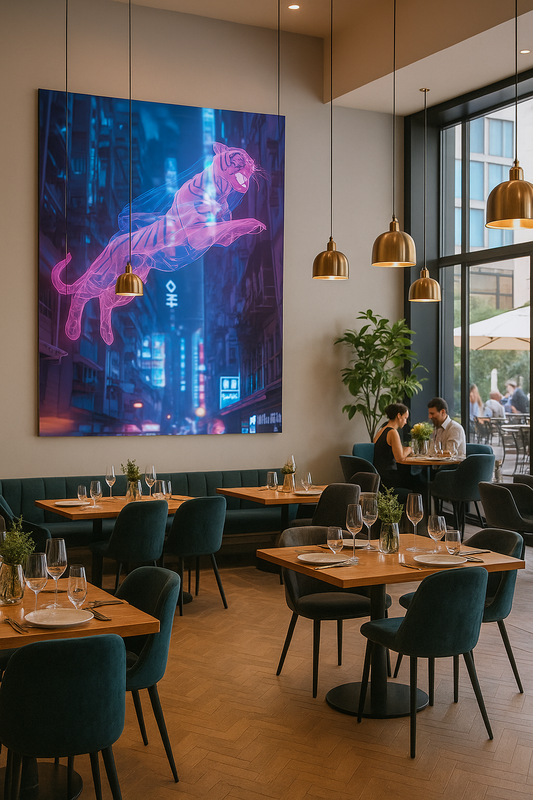 Cyberpunk Jungle: Neon Tiger in the City | Futuristic Urban Art