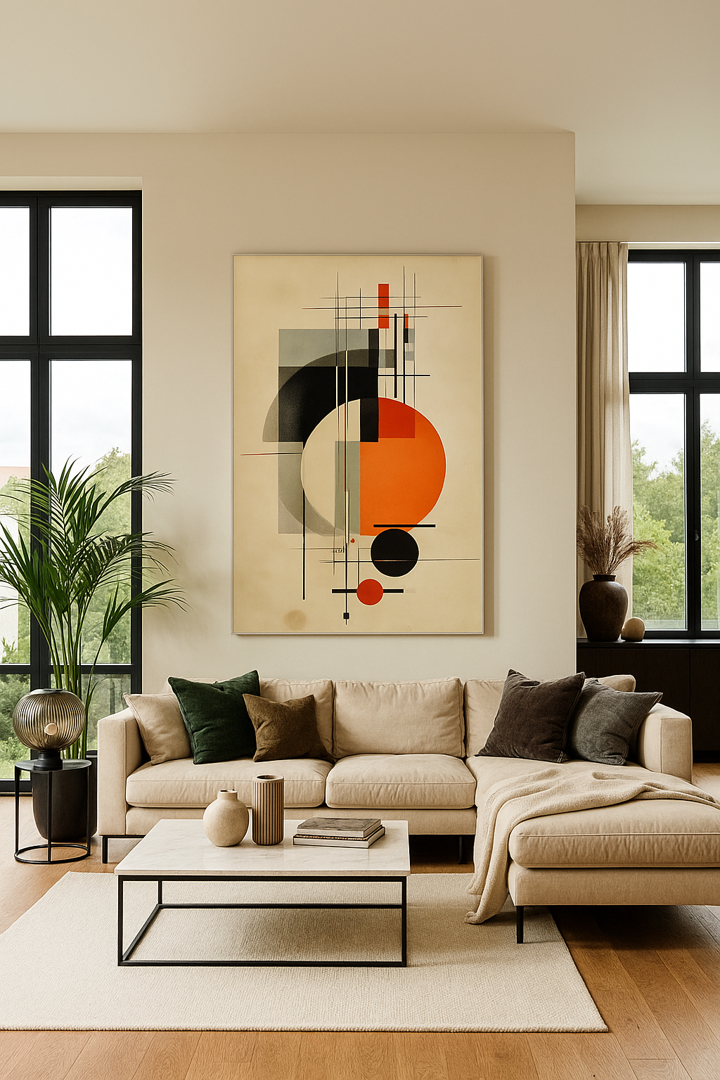 Constructivist Harmony: Abstract Geometric Art Print | Vintage Modernist Design