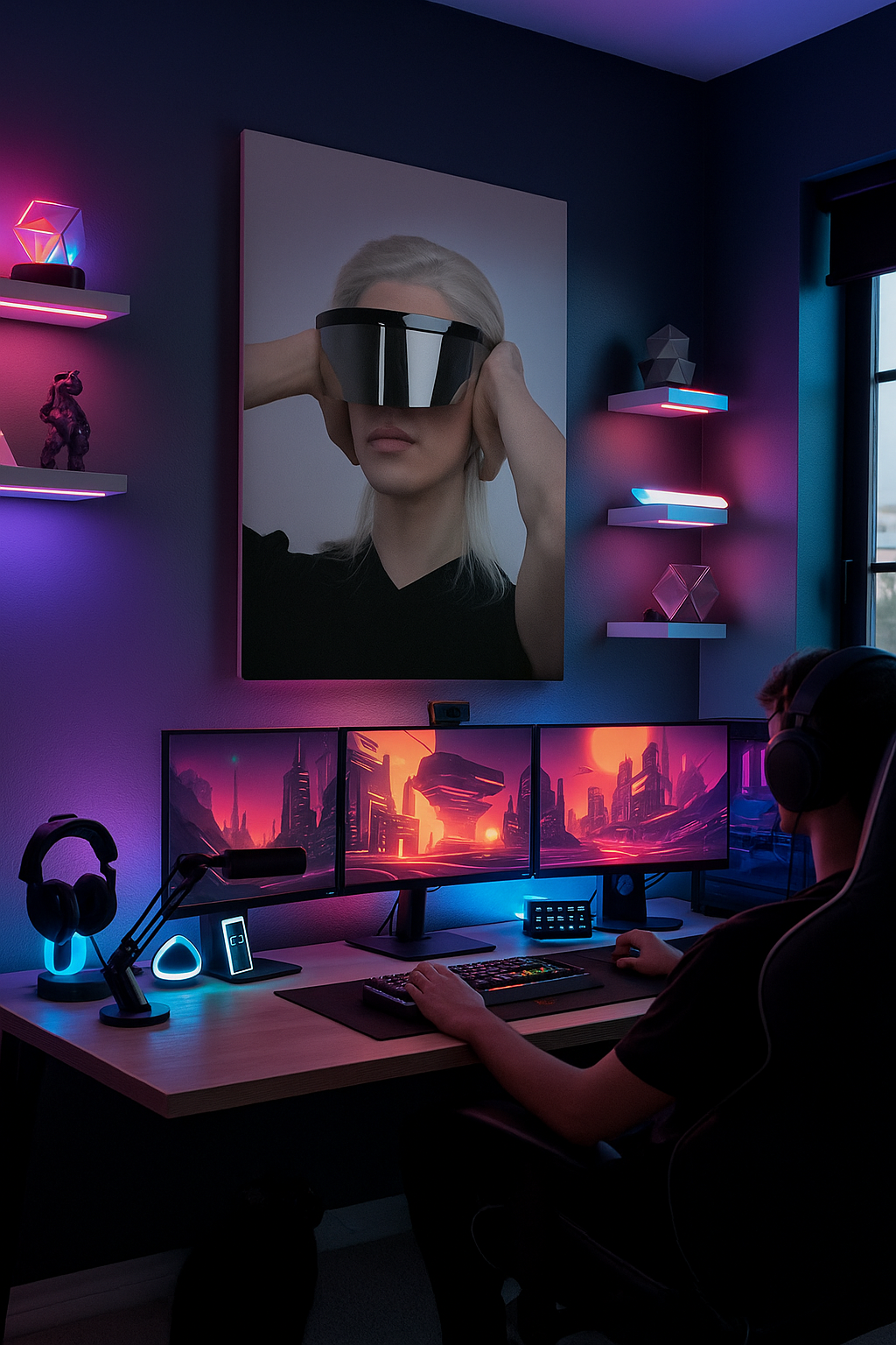 Future Vision: Futuristic Visor Art Print | Minimalist Sci-Fi Aesthetic