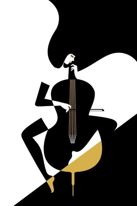 "Musical Abstraction" - Modern Cello Art Print