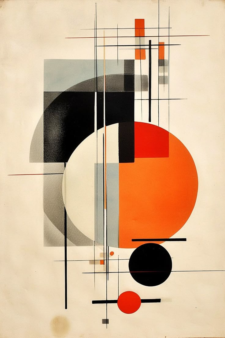 Constructivist Harmony: Abstract Geometric Art Print | Vintage Modernist Design