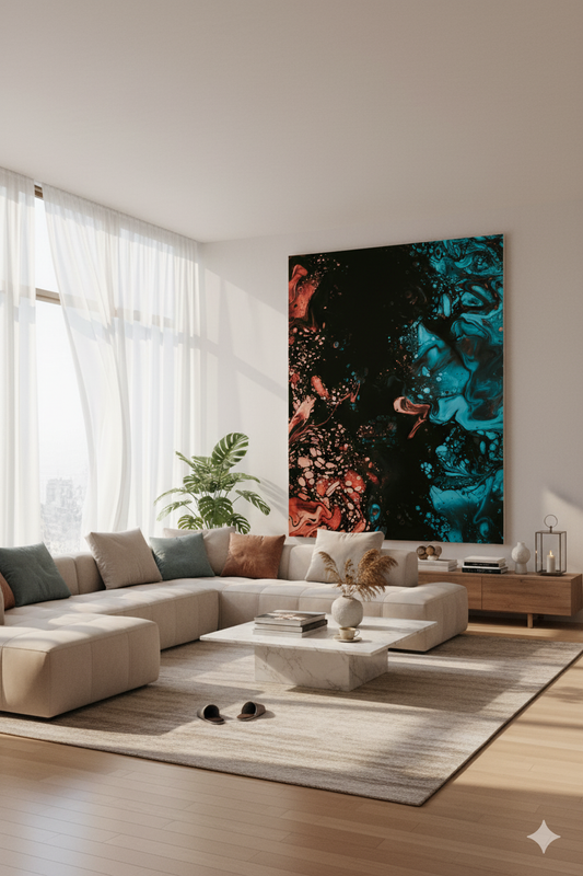 Vibrant Duality: Abstract Fluid Art Print | Red and Blue Harmony