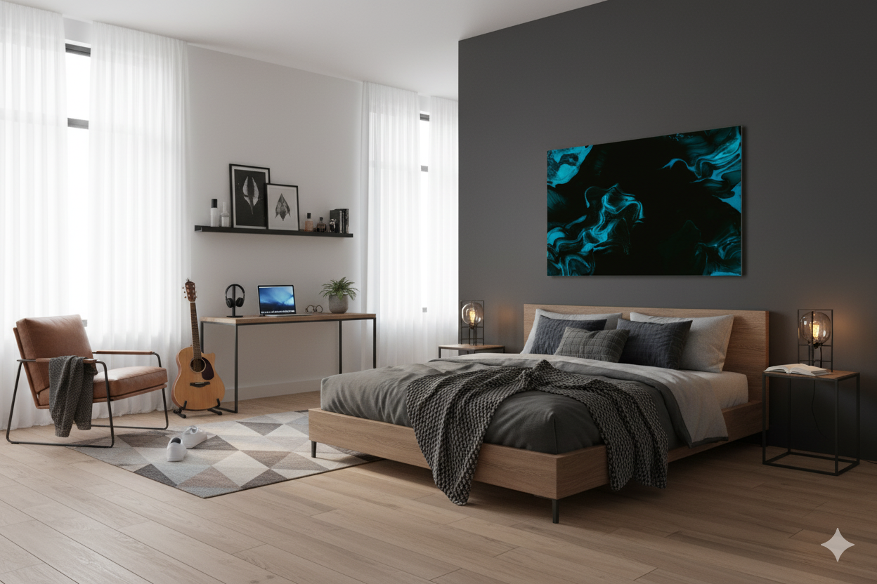 Deep Blue Serenity: Abstract Fluid Art Print | Moody Ocean Vibes