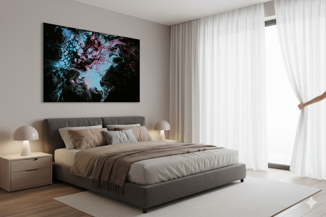 Deep Ocean Serenity: Abstract Fluid Art Print | Moody Blue Vibes