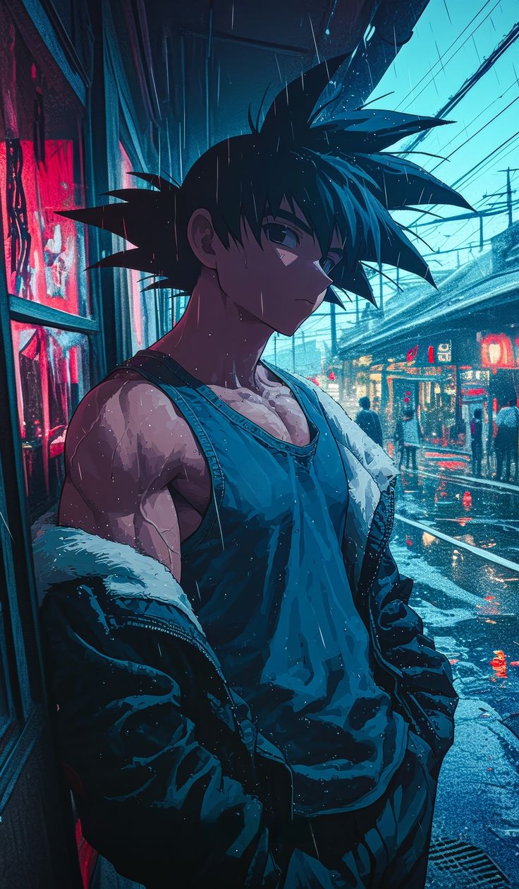 Rainy Streets Warrior – Anime Art Print