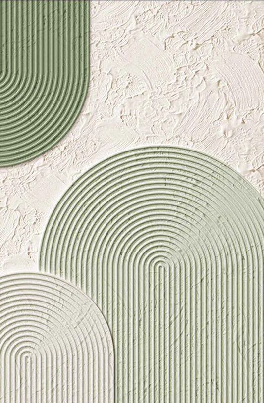 Earthy Harmony: Textured Green & Cream Abstract Art Print | Organic Minimalism