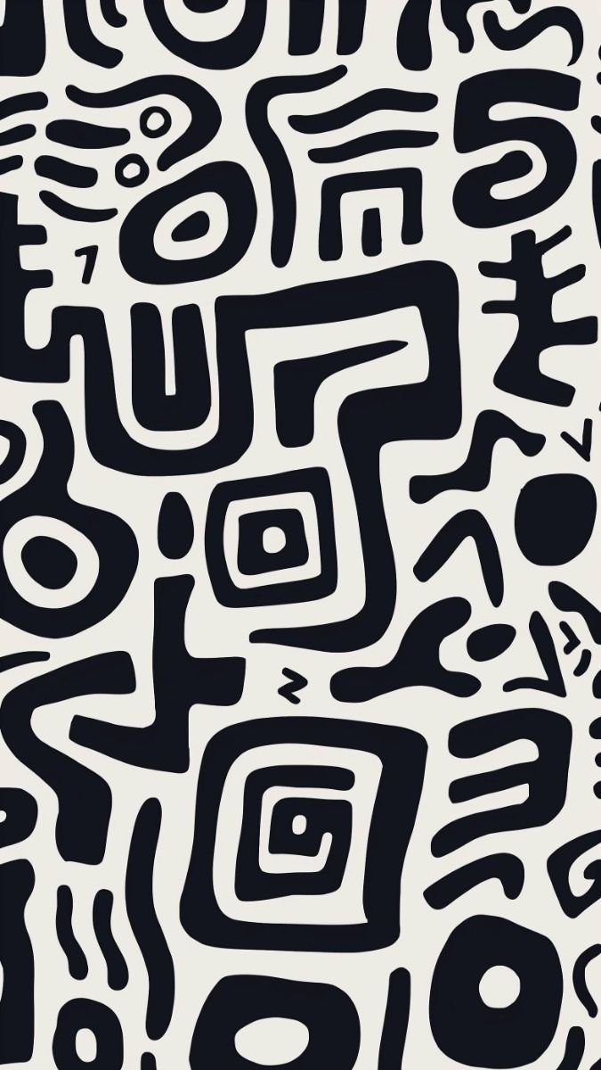 Abstract Script: Bold Black & White Pattern Art Print | Playful Modern Design
