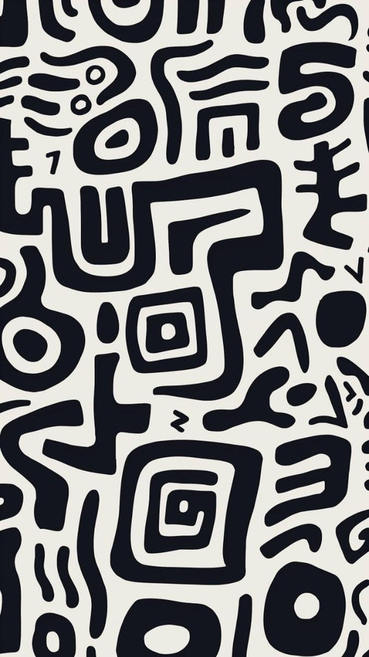 Abstract Script: Bold Black & White Pattern Art Print | Playful Modern Design