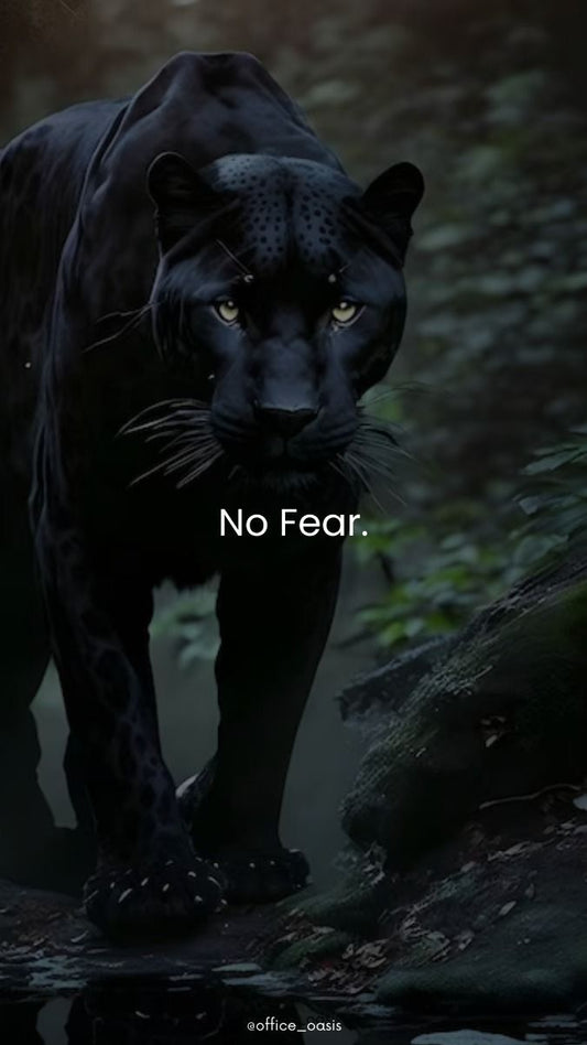 No Fear: Black Panther Motivational Art Print | Bold & Powerful Presence