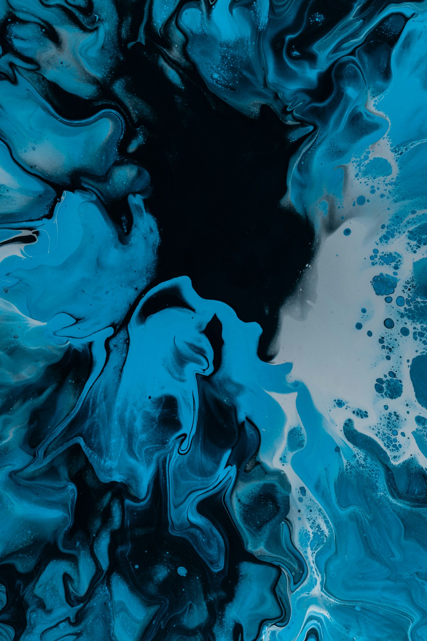 Deep Ocean Serenity: Abstract Fluid Art Print | Moody Blue Vibes