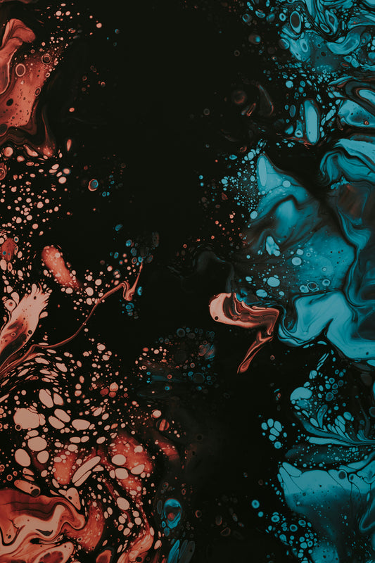 Vibrant Duality: Abstract Fluid Art Print | Red and Blue Harmony