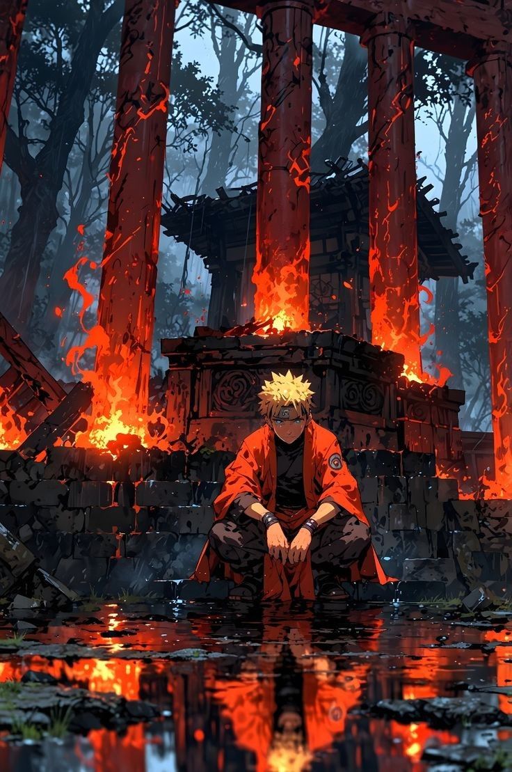 Flames of Resolve – Epic Anime Canvas Art